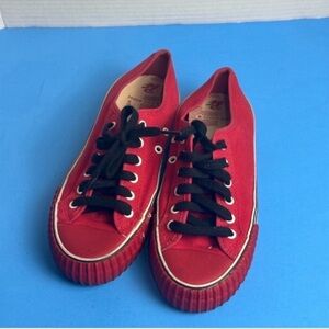 Red Canvas Sneakers with Black Laces